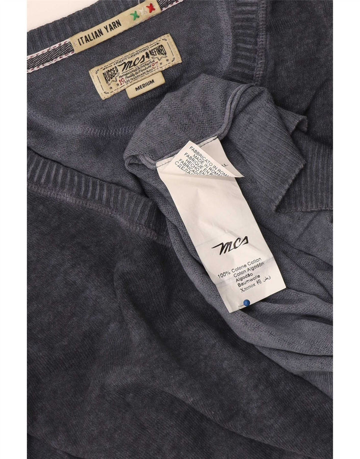 Marlboro Classics Herre V-hals sweater Medium Marineblå Bomuld