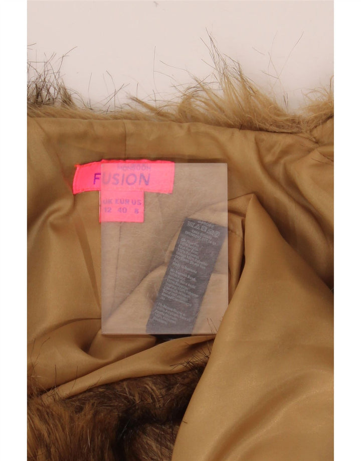 MONSOON Dame 3/4 ærmet imiteret pels Bolero jakke UK 12 Medium Beige