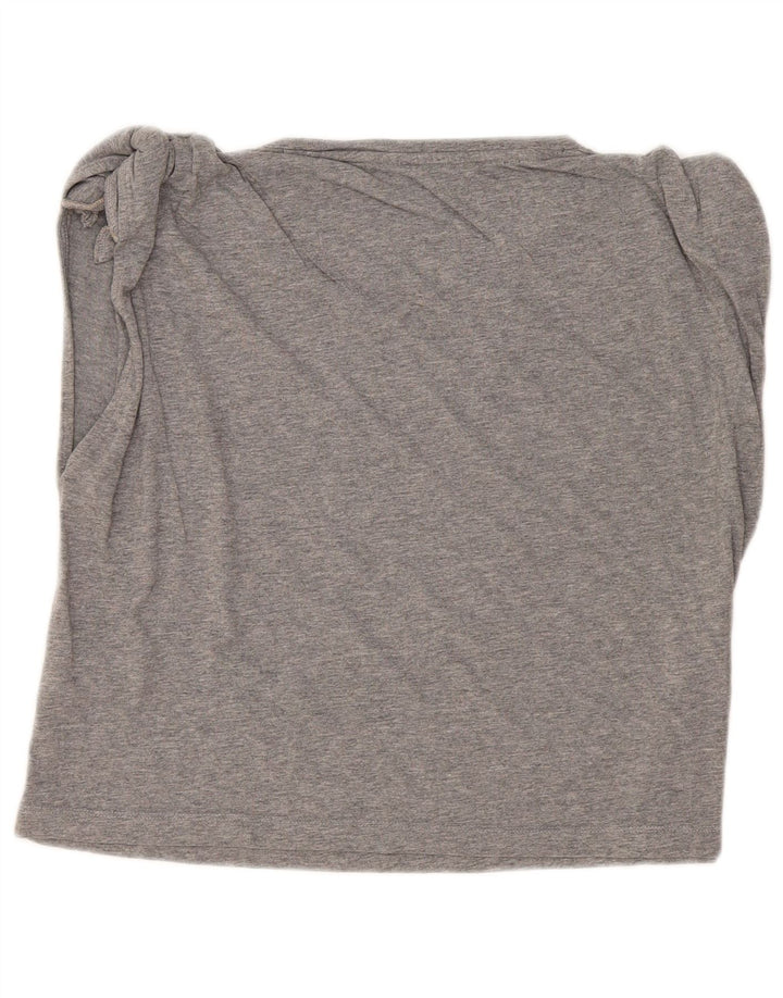 Dkny Dame Crop Grafisk Vest Top UK 16 Stor Grå Bomuld