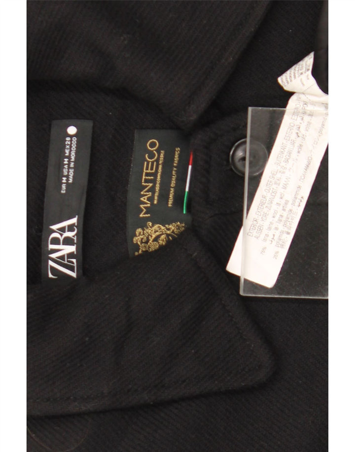 Zara Dame Overfrakke UK 14 Medium Sort Uld