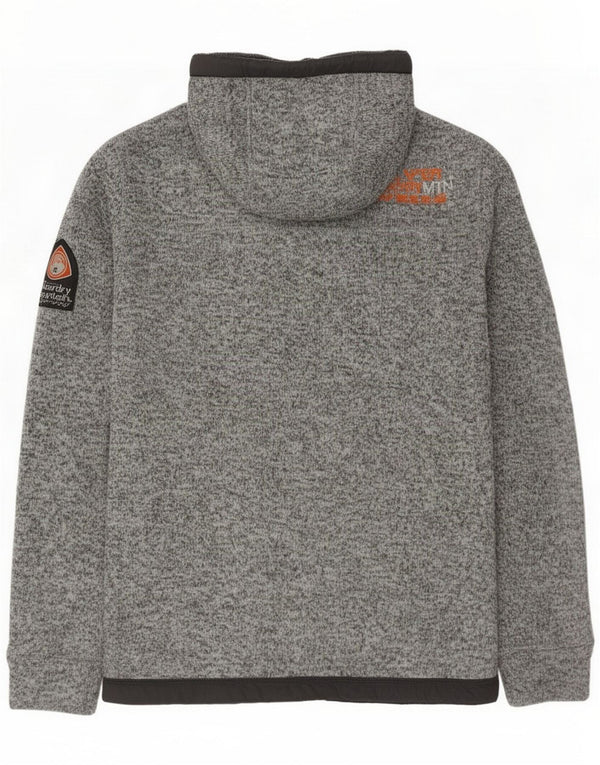 Superdry Mens Graphic Zip Hoodie Sweater Small Grey Flecked Polyester