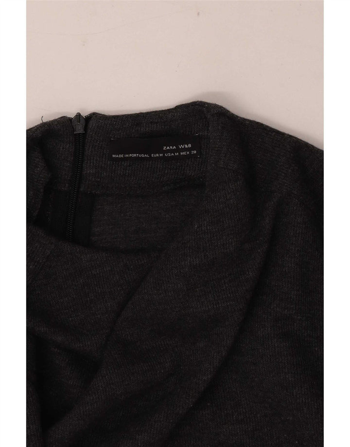 Zara Dame Langærmet Jumper Kjole UK 12 Medium Grå