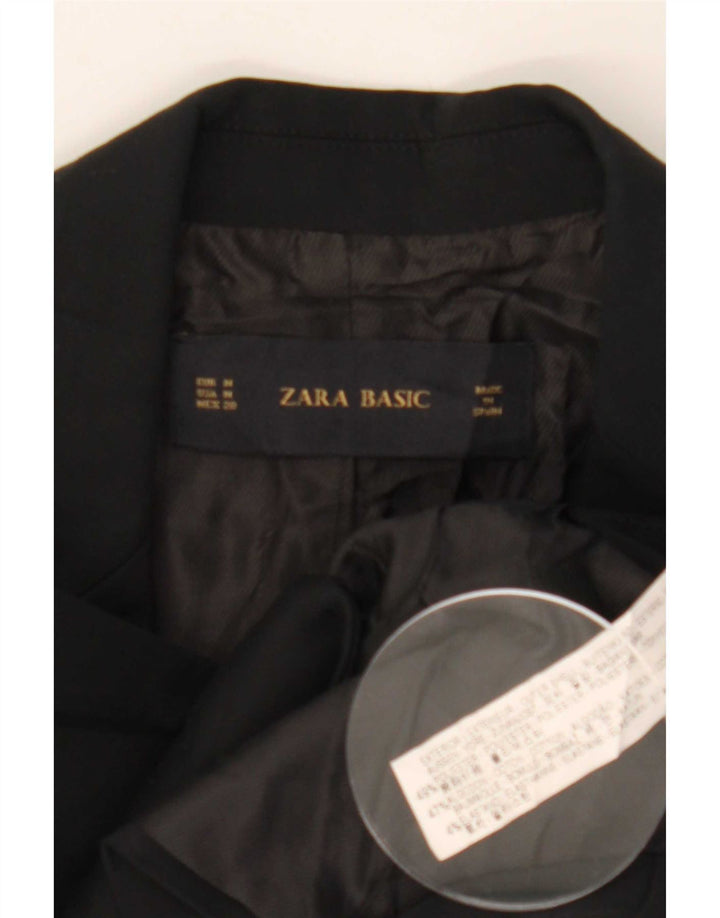 Zara Dame 1 Knap Blazer Jacket UK 12 Medium Sort Polyester