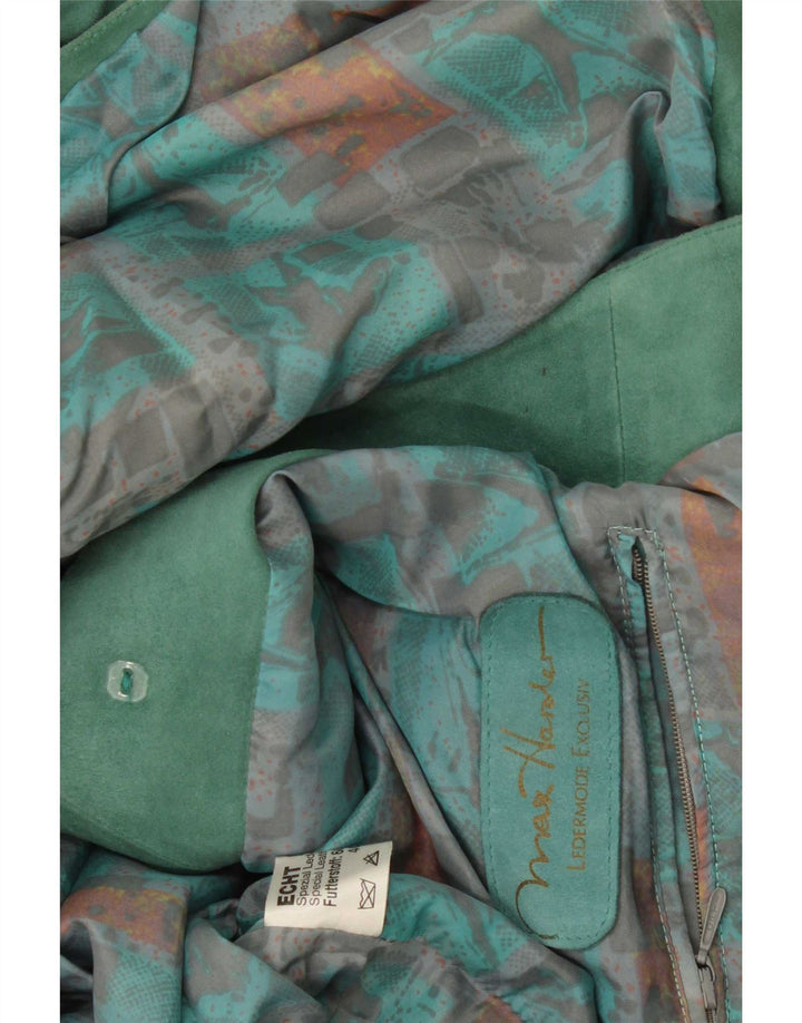 Vintage ruskindsfrakke til kvinder UK 18 XL grønt læder