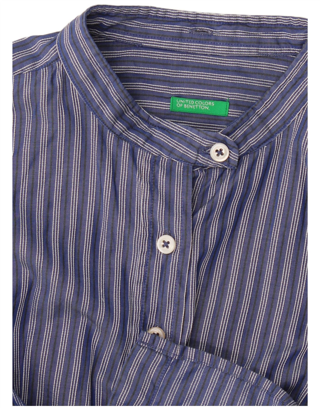 Benetton Dameskjorte UK 10 Lille Marineblå Stribet