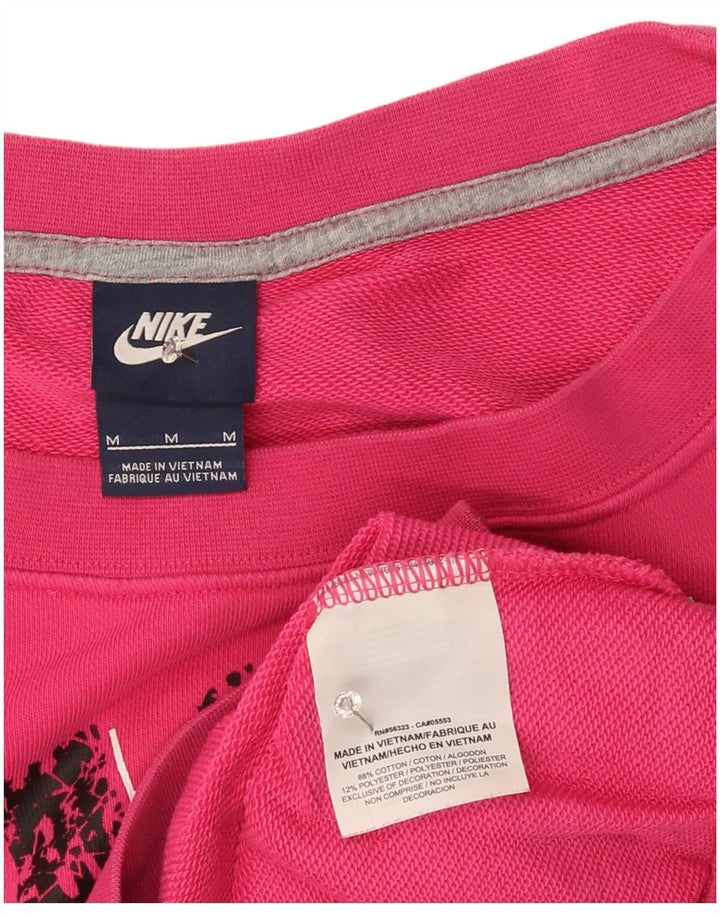 Nike Dame Grafisk Sweatshirt Jumper UK 12 Medium Pink Bomuld
