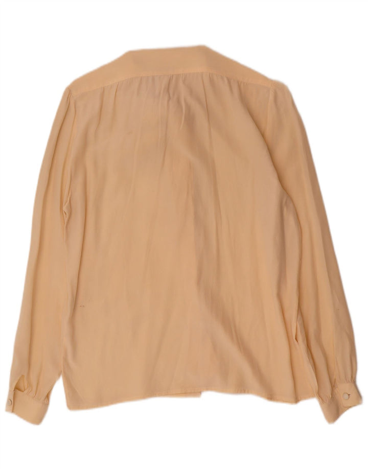 Vintage Dame Front Tie Shirt Bluse IT 42 Medium Yellow Silk