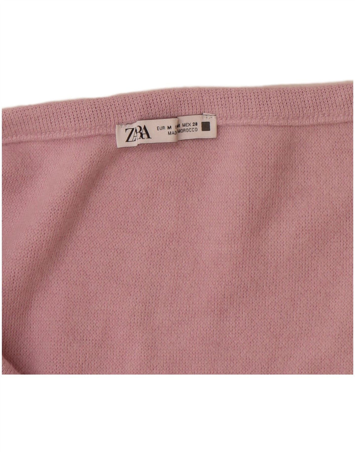 Zara Womens Crop Cardigan Top UK 12 Medium Pink