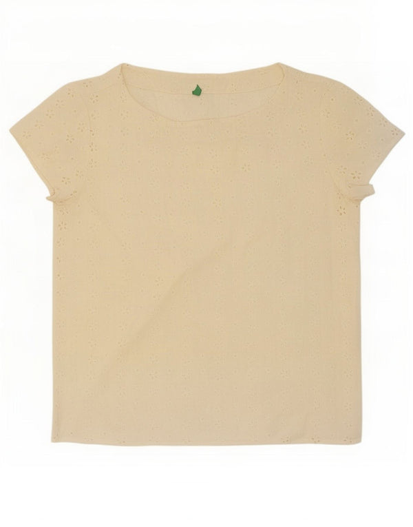 Benetton Damebluse Top UK 10 Small Off White Bomuld