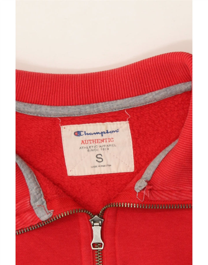 CHAMPION Mens Zip Neck Sweatshirt Jumper Small Red Cotton Vintage Champion and Second-Hand Champion from Messina Hembry 