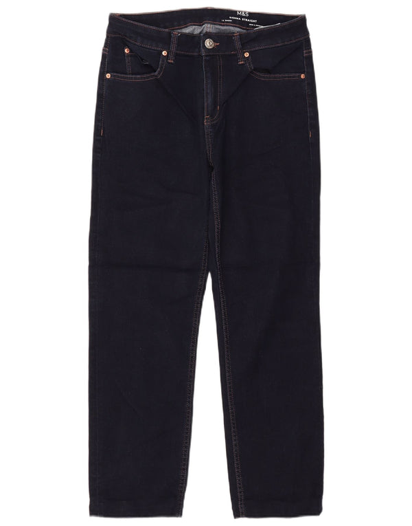 Marks & Spencer Womens Crop Straight Jeans UK 12 Medium W30 L26 Navy Blue