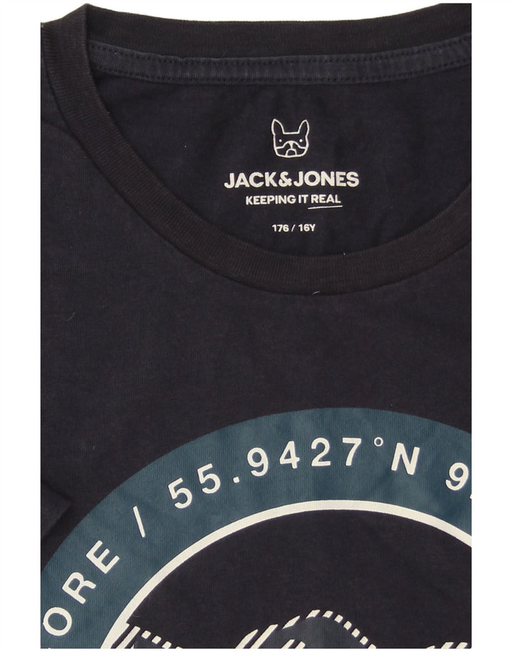Jack & Jones Boys Core Grafisk T-Shirt Top 15-16 år Navy Blue