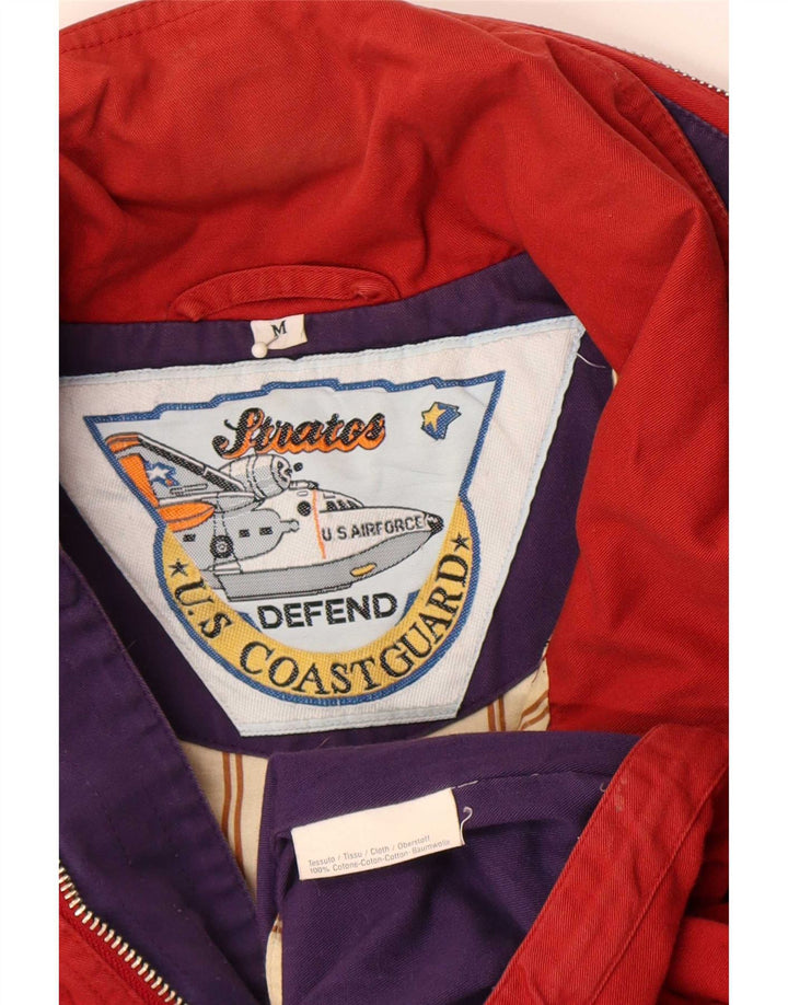 Coast Guard Herre Hooded Bomber Jacket UK 38 Medium Red Colourblock Bomuld