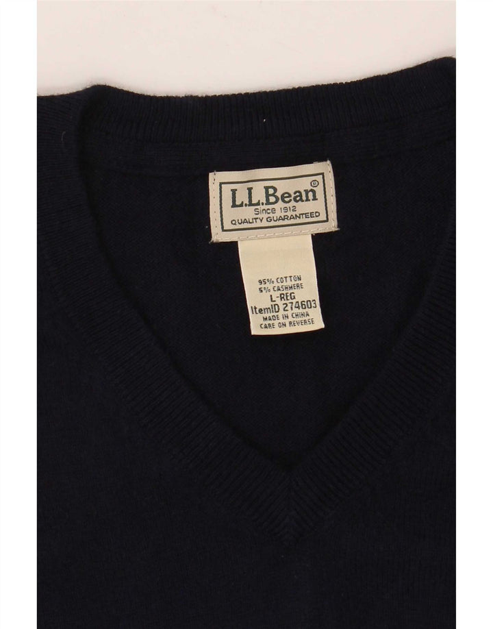 L.L.Bean Herre V-hals sweater Stor marineblå bomuld