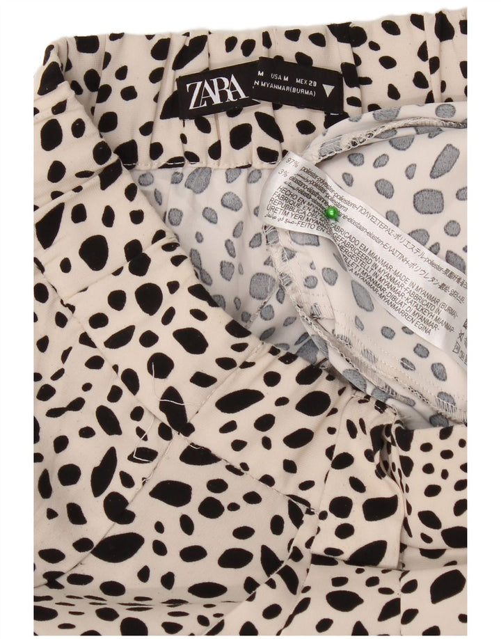 Zara Womens Wide Leg Cropped Trousers Medium W30 L24 White Flecked
