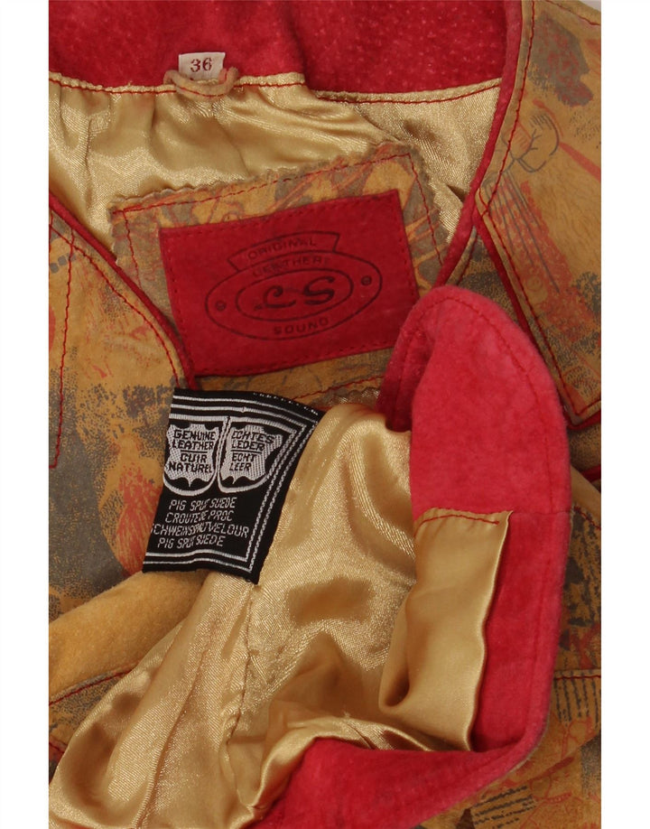 Vintage Dame Trachten 4 Button Blazer Jacket EU 36 Small Beige Læder