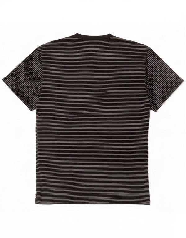 Izod Herre T-Shirt Top Stor Sort Stribet Bomuld