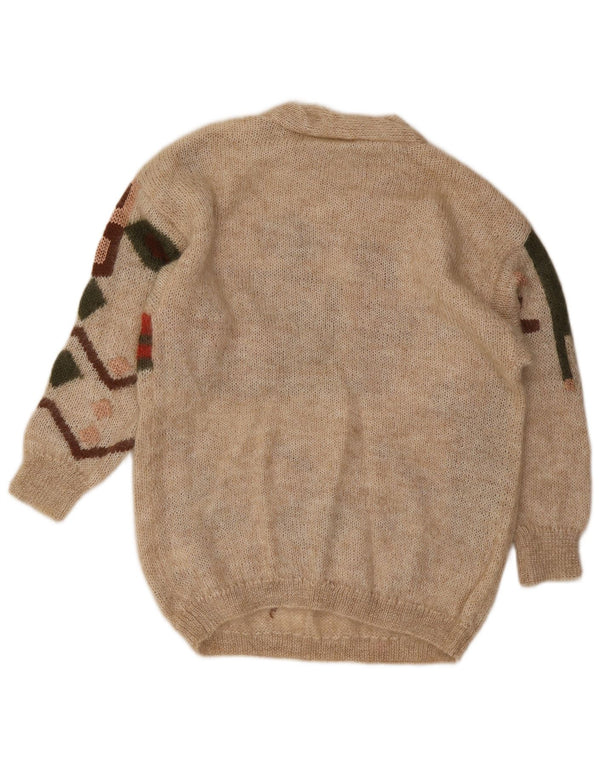 Niki Line Dame Roll Neck Jumper Sweater UK 16 Stor Beige Geometrisk Uld