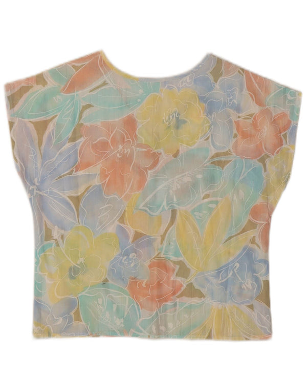 Impromptu Womens Crop Bluse Top UK 10 Small Multicolored Floral Polyester
