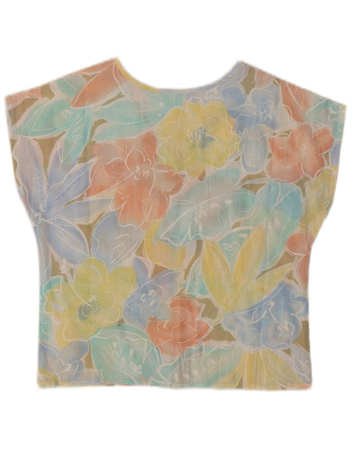 Impromptu Womens Crop Bluse Top UK 10 Small Multicolored Floral Polyester