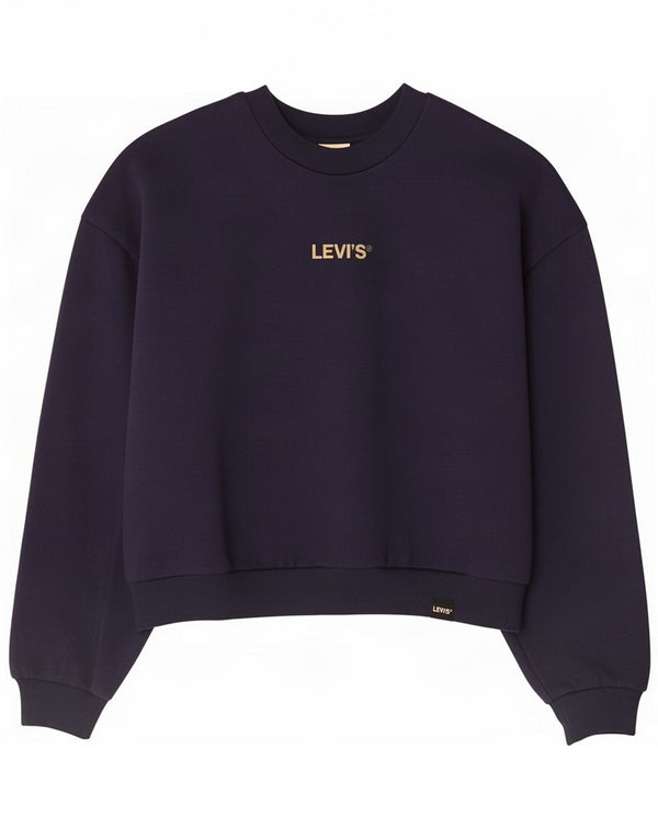 Levi's Womens Crop Oversized Sweatshirt Jumper UK 10 Small Navy Blue