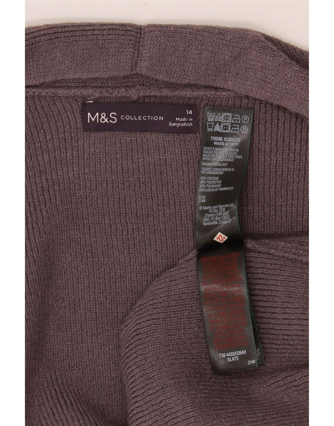 Marks & Spencer Dame Longline Open Cardigan Sweater UK 14 Large Grey