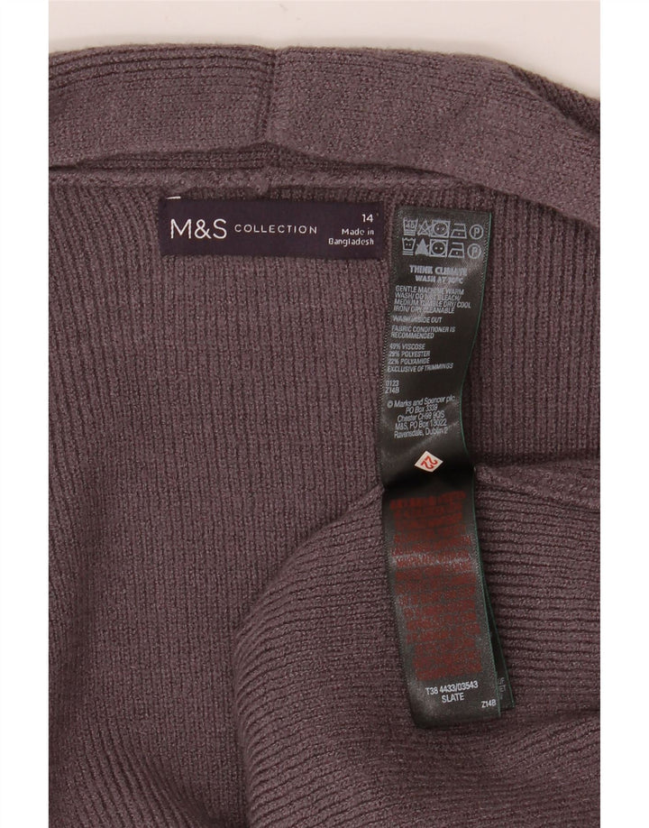 Marks & Spencer Dame Longline Open Cardigan Sweater UK 14 Large Grey
