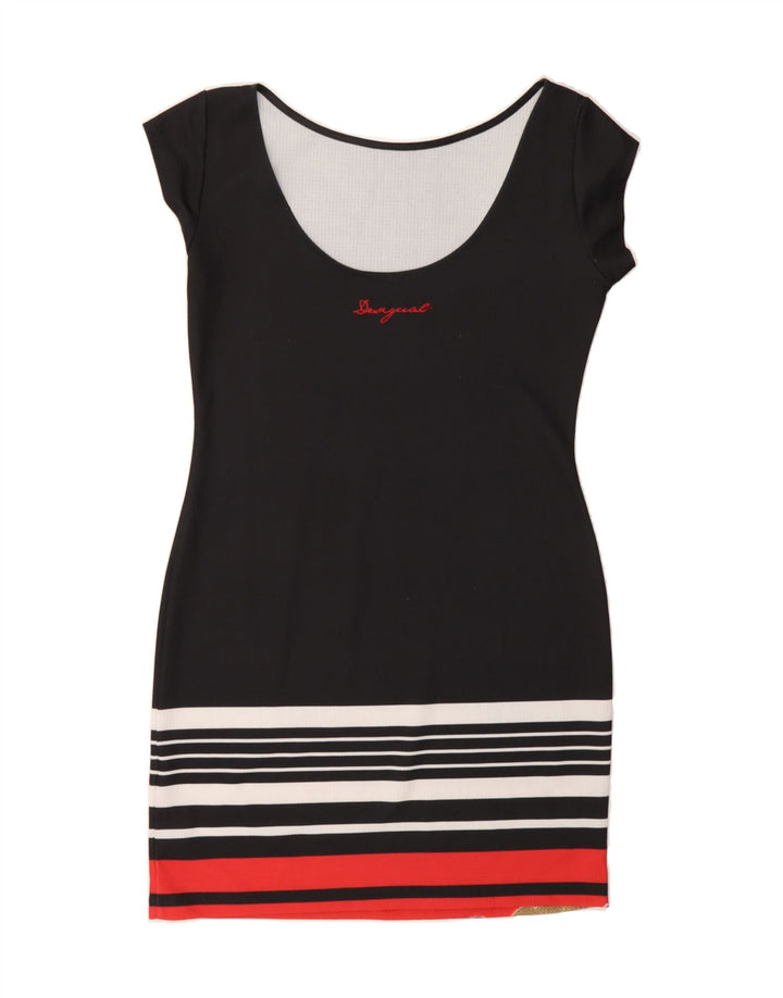 DESIGUAL Womens Bodycon Dress UK 12 Medium Black Floral Vintage Desigual and Second-Hand Desigual from Messina Hembry 