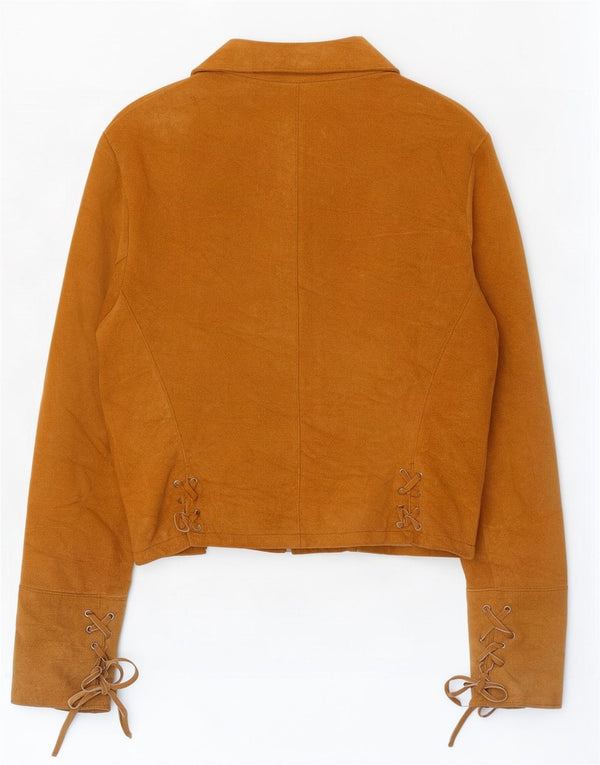Imperial Womens Crop Suede Jacket UK 12 Medium Beige Leather