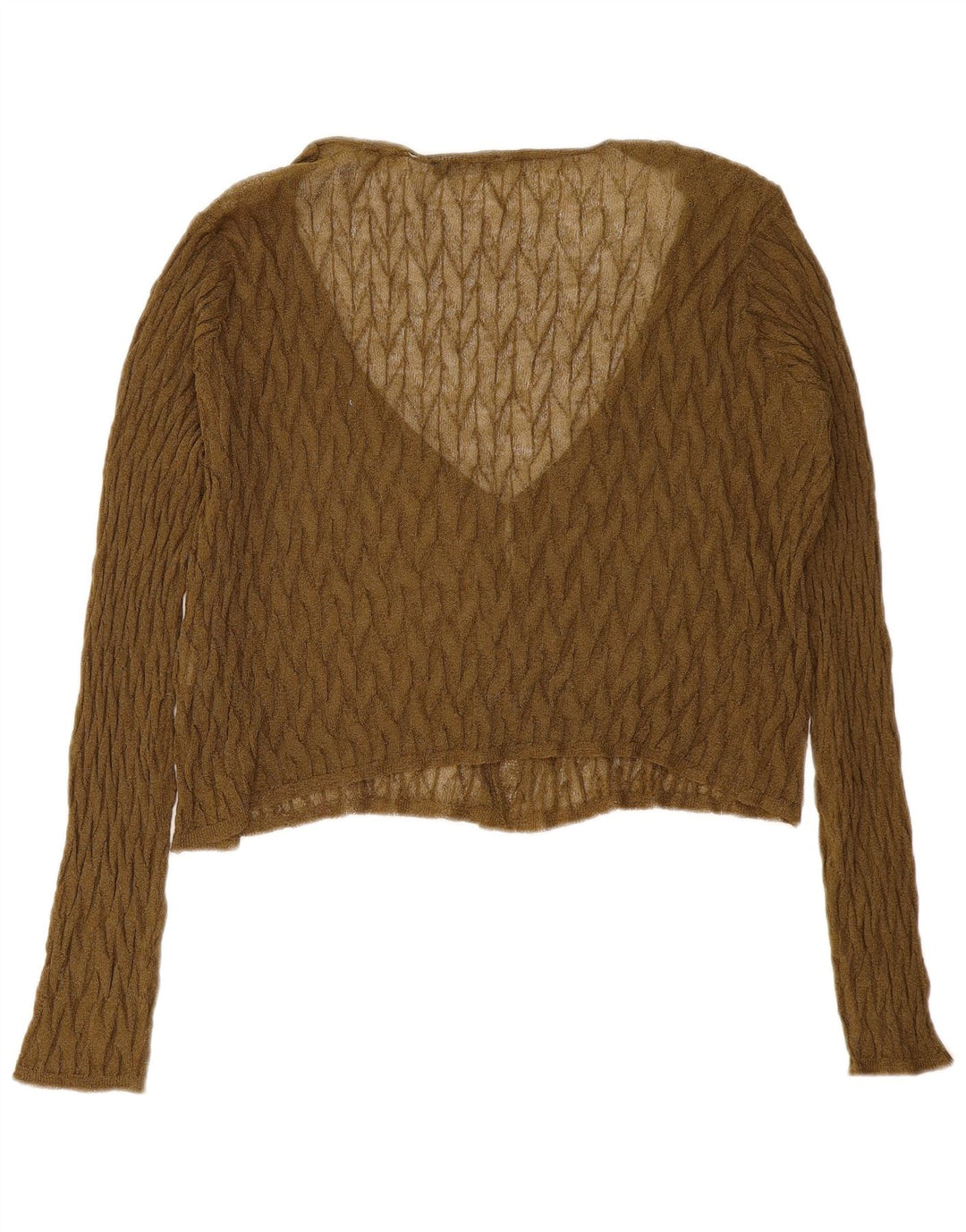 Zara Dame Se Through Crop Cardigan Sweater UK 14 Medium Khaki