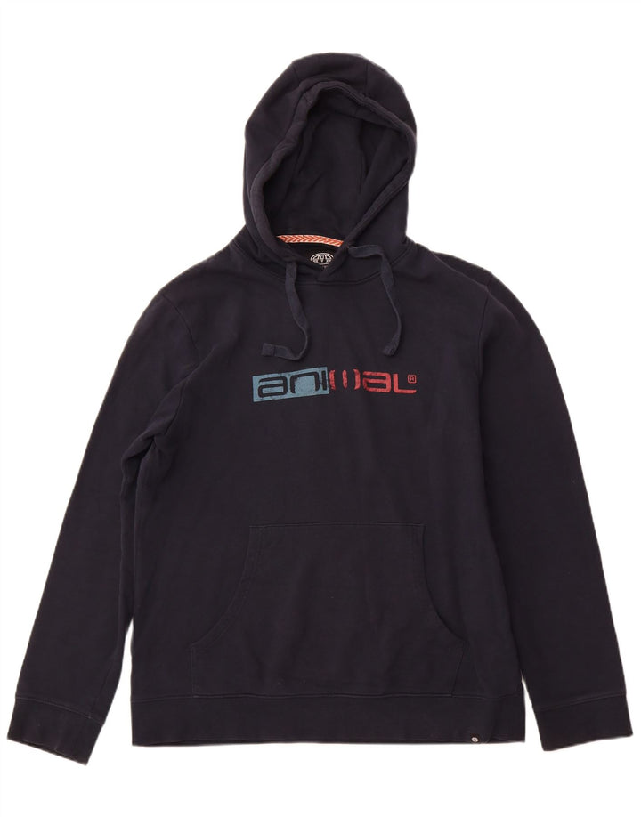 ANIMAL Grafisk hættetrøje til mænd Stor marineblå bomuld