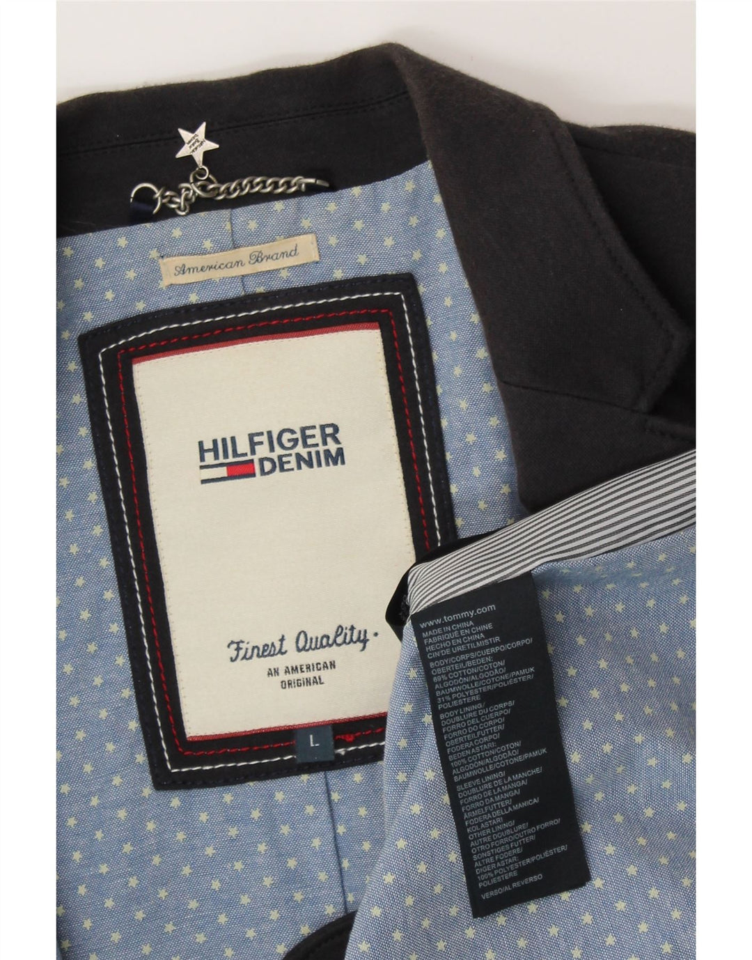 TOMMY HILFIGER Dame 1-knaps blazerjakke UK 14 Stor marineblå bomuld