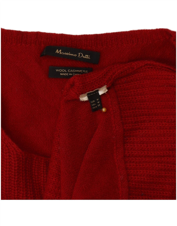 Massimo Dutti Dame Loose Fit Crew Neck Jumper Sweater UK 14 Medium Red