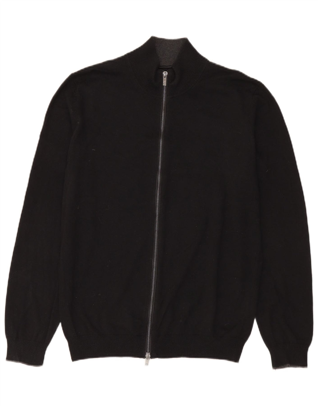 Massimo Dutti Herre Cardigan Sweater med fuld lynlås Stor sort bomuld