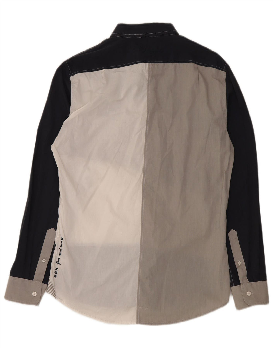 Desigual Herre grafisk skjorte Stor flerfarvet Colourblock Bomuld