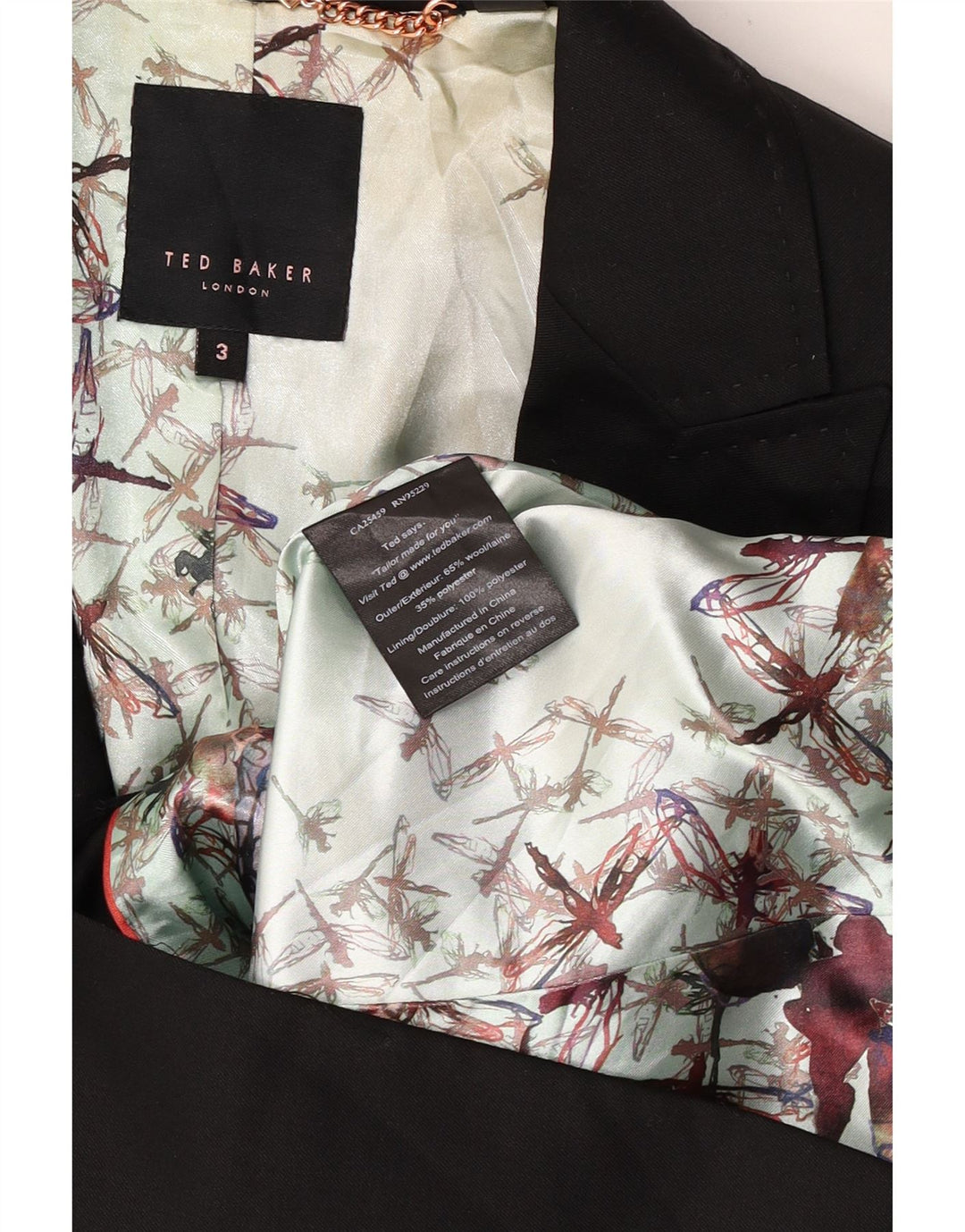 Ted Baker Dame 1 Knap Blazer Jakke Størrelse 3 Medium Sort Uld
