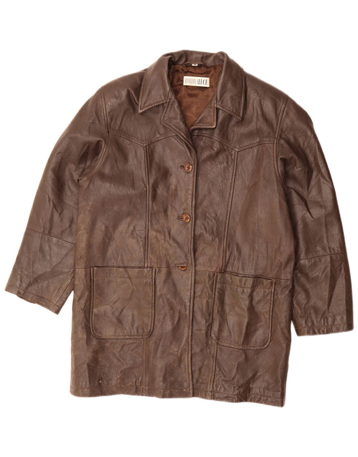 Ombraluce Dame Oversized Læderfrakke IT 44 Medium Brun