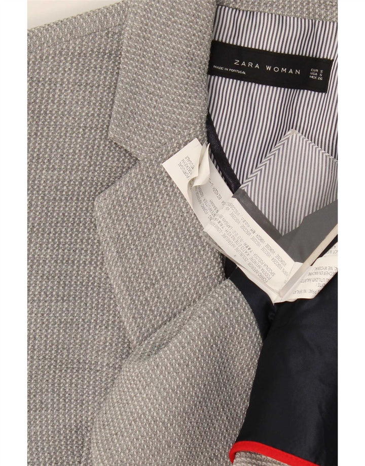 Zara Dame 2 Button Blazer Jacket UK 10 Small Grey Viscose