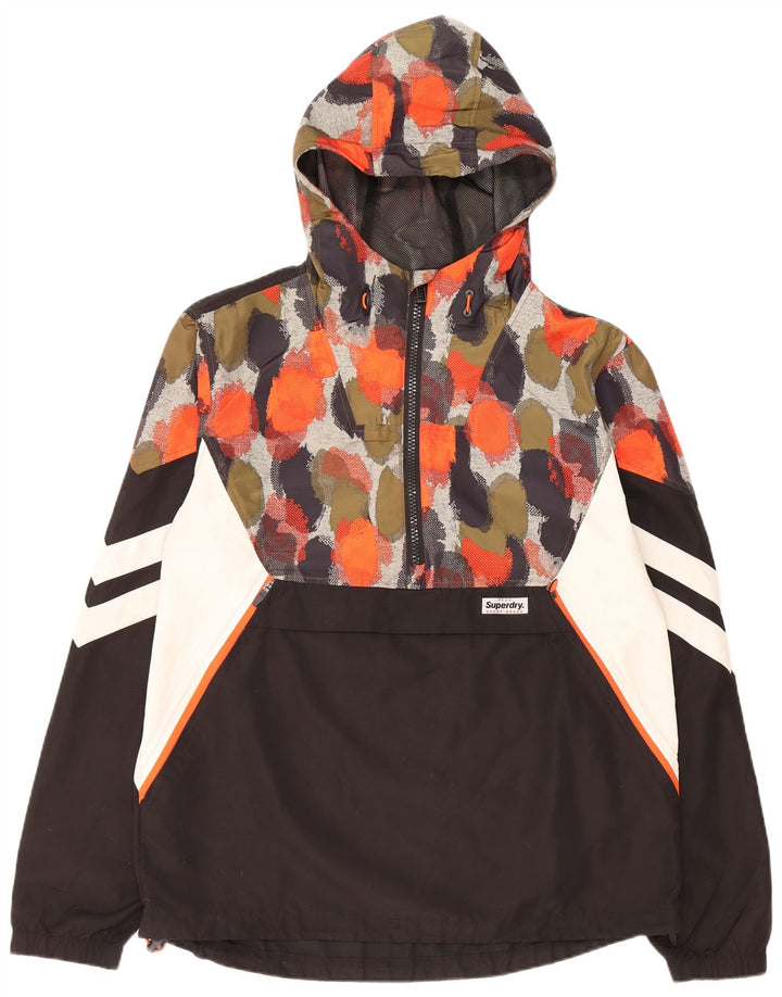 SUPERDRY Regnjakke med hætte til mænd DK 40 Stor sort plettet