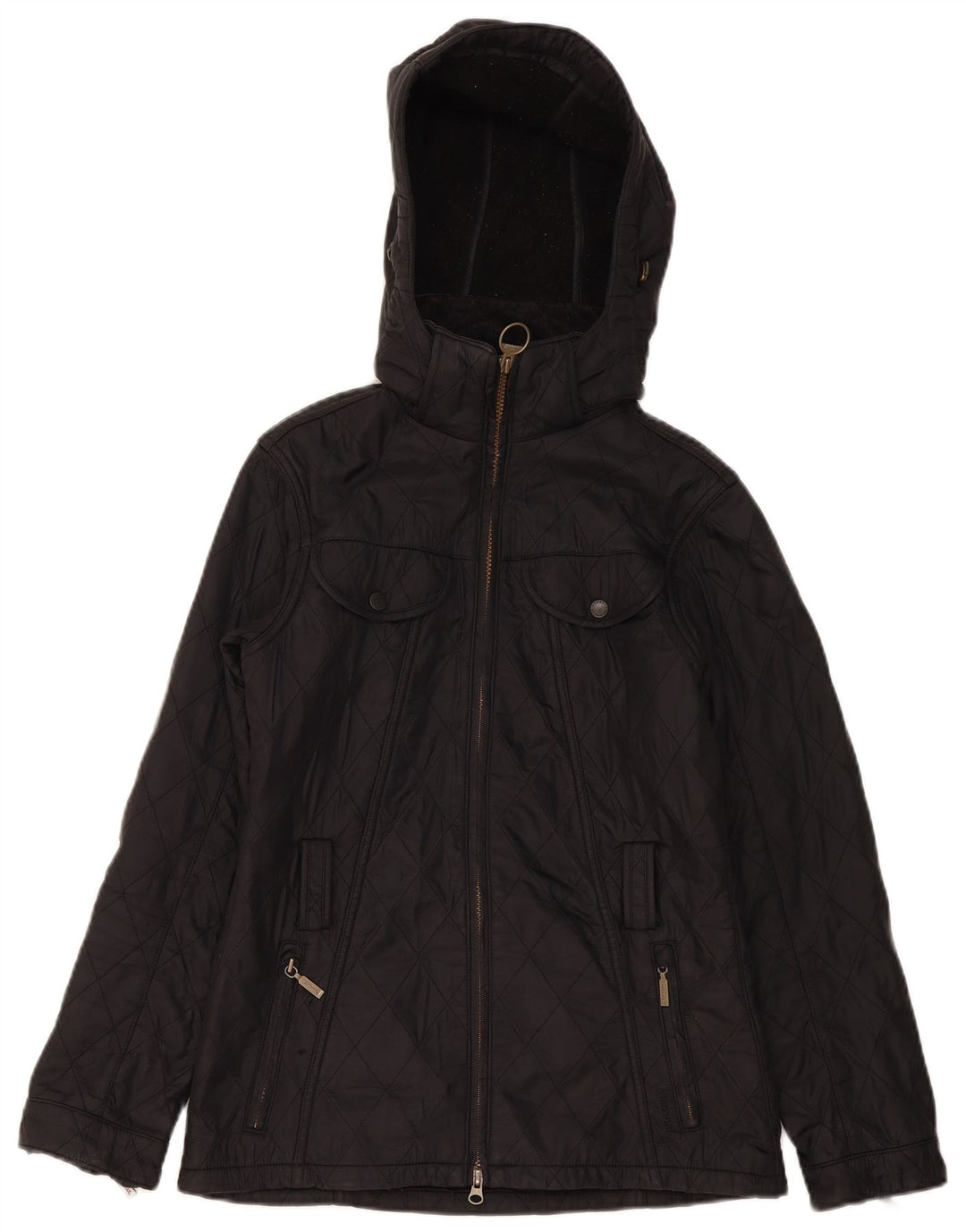 Barbour Dame Hætte Quiltet Jakke UK 8 Lille Sort