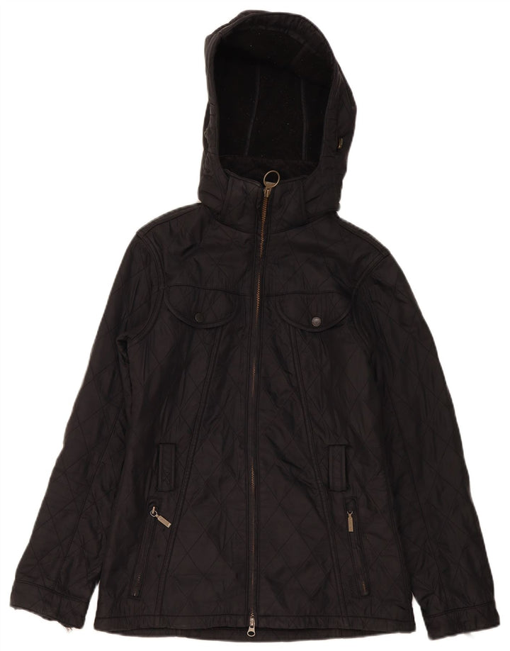 Barbour Dame Hætte Quiltet Jakke UK 8 Lille Sort