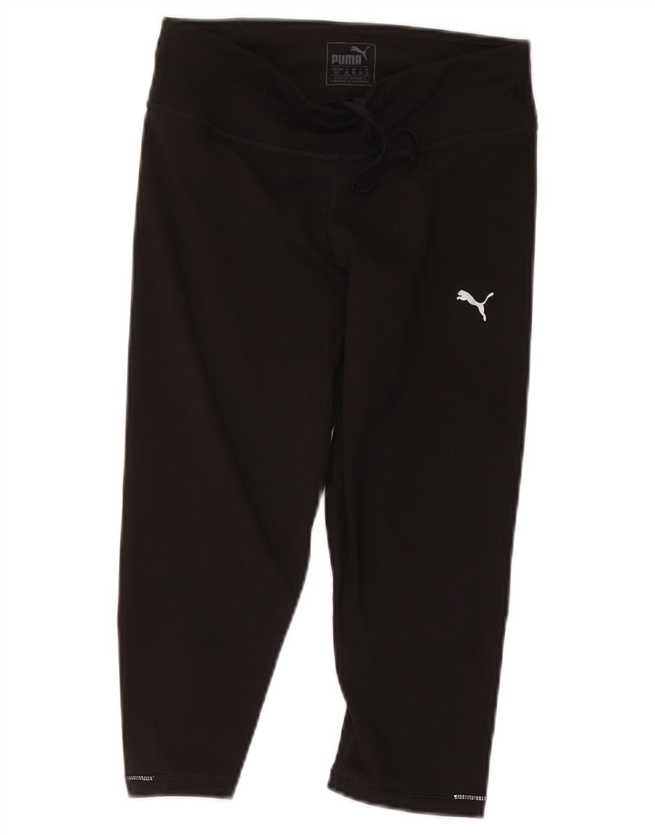 Puma Dame Capri Træningsdragt Bukser UK 10 Small Black Polyester