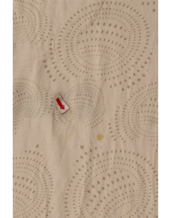 DESIGUAL Grafisk T-shirt top til kvinder UK 14 Stor beige plettet bomuld