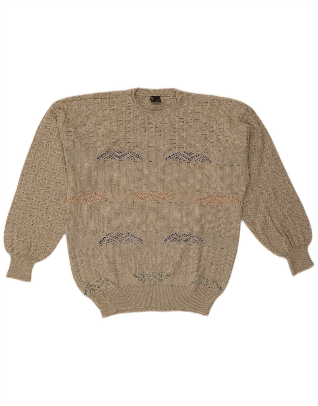 MAPIER Herre Crew Neck Jumper Sweater Stor Beige Geometrisk