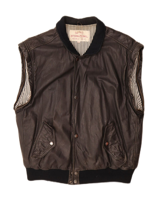 Gatto Herre Læder Gilet UK 38 Medium Sort