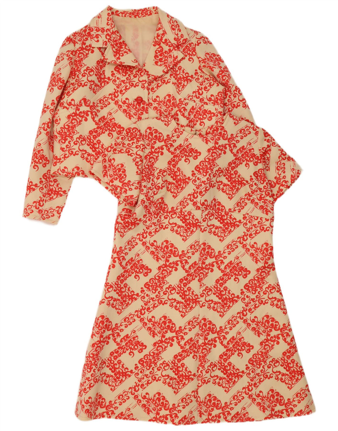 Vintage kvinders 2-delt sæt UK 14 store beige blomster