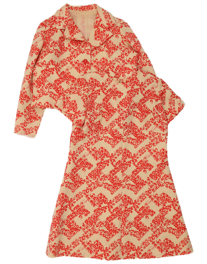 Vintage kvinders 2-delt sæt UK 14 store beige blomster