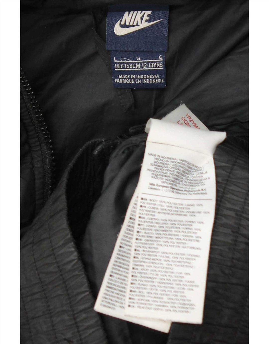 Nike drenge hætte polstret jakke 12-13 år Laarge sort polyester