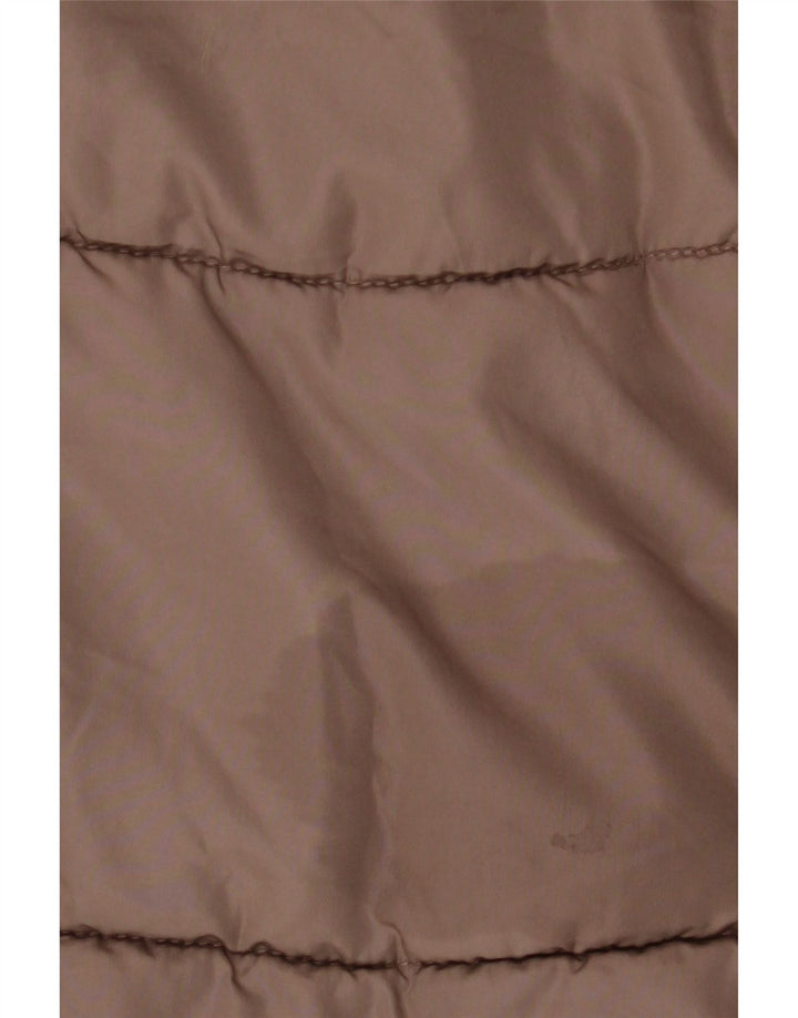 Zara Dame Hætte Oversized Polstret Jakke UK 14 Medium Brun Polyester