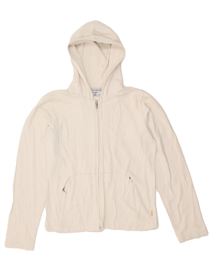CHAMPION Womens Zip Hoodie Sweater UK 12 Medium White Polyester Vintage Champion and Second-Hand Champion from Messina Hembry 
